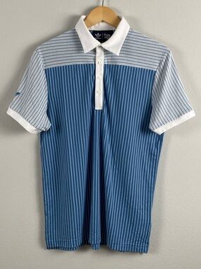 Adidas x Bogey Boys Collab Stripe Colorblock Short Sleeve Polo | Blue/White/Gray